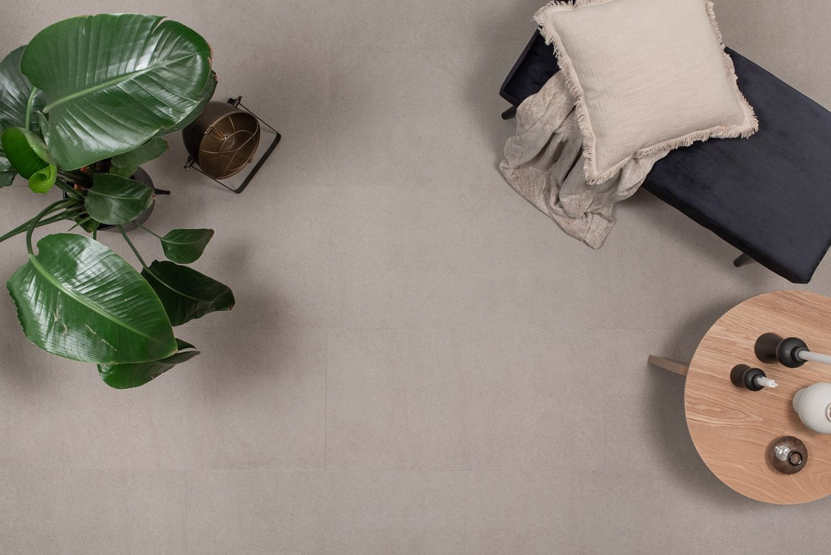 Floer Betonlook Greige Klebe - Vinyl Fliesen FLR - 3612 - Solzaleben.de