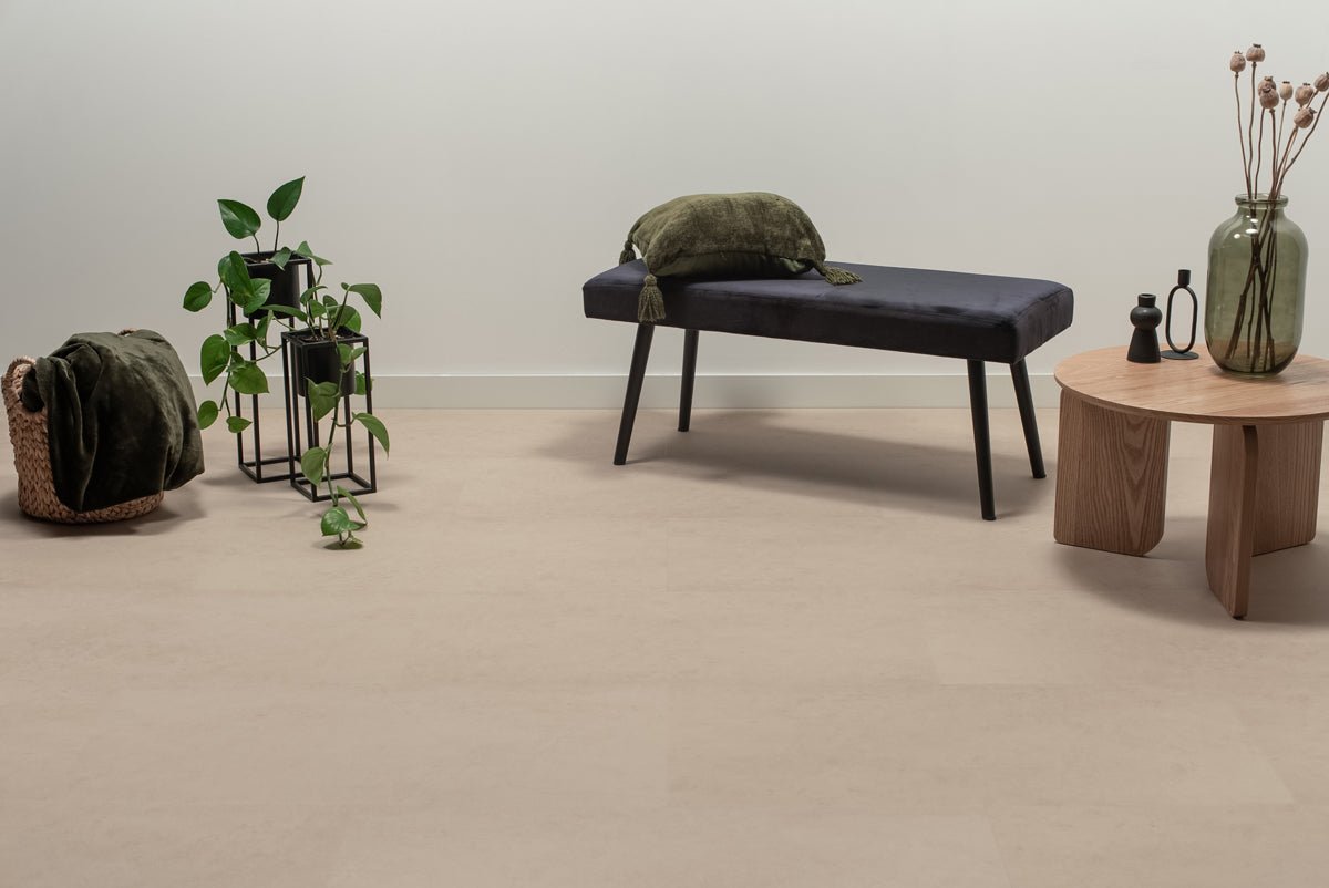 Floer Betonlook Beige Klebe - Vinyl Fliesen FLR - 3609 - Solzaleben.de