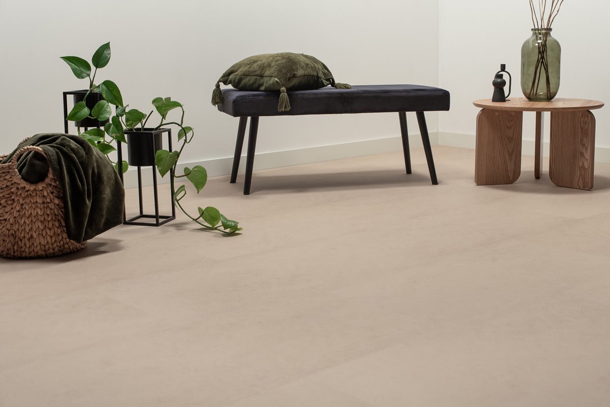 Floer Betonlook Beige Klebe - Vinyl Fliesen FLR - 3609 - Solzaleben.de