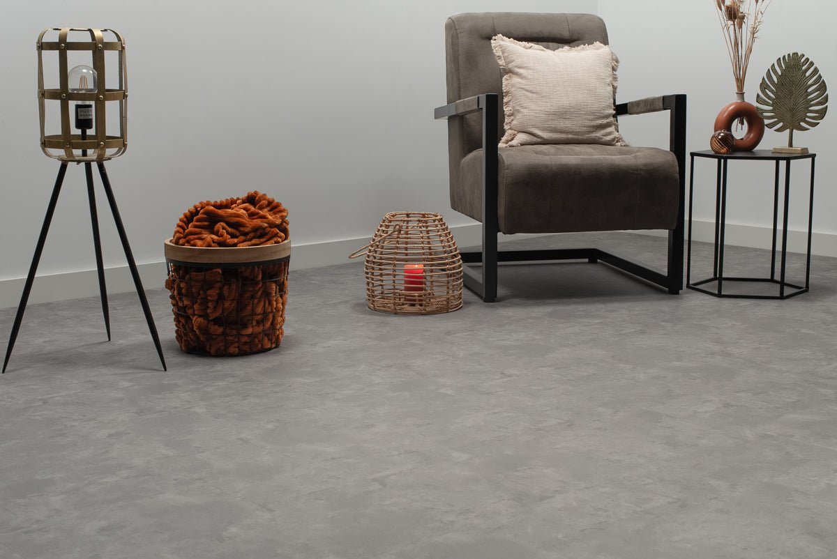 Floer Betonlook Grau Klebe - Vinyl Fliesen FLR - 3608 - Solzaleben.de