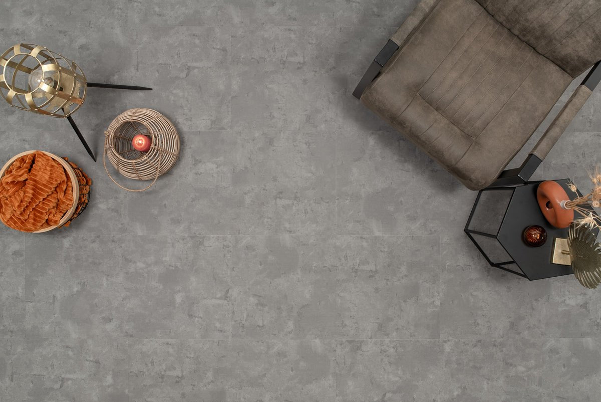 Floer Betonlook Grau Klebe - Vinyl Fliesen FLR - 3608 - Solzaleben.de