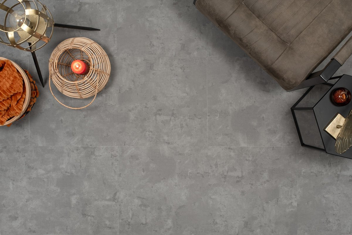 Floer Betonlook Grau Klebe - Vinyl Fliesen FLR - 3608 - Solzaleben.de