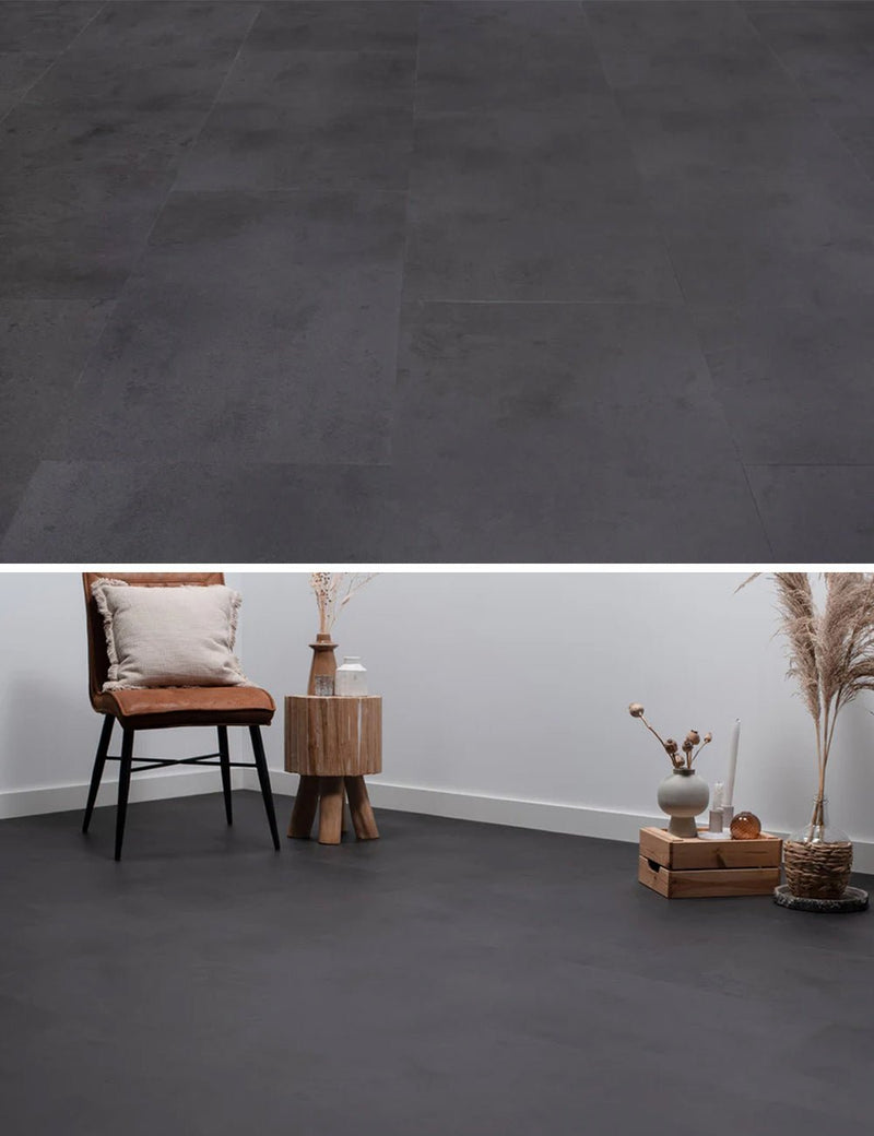 Floer Betonlook Schwarz Klick Vinyl Fliesen FLR-3802 - Solzaleben.de