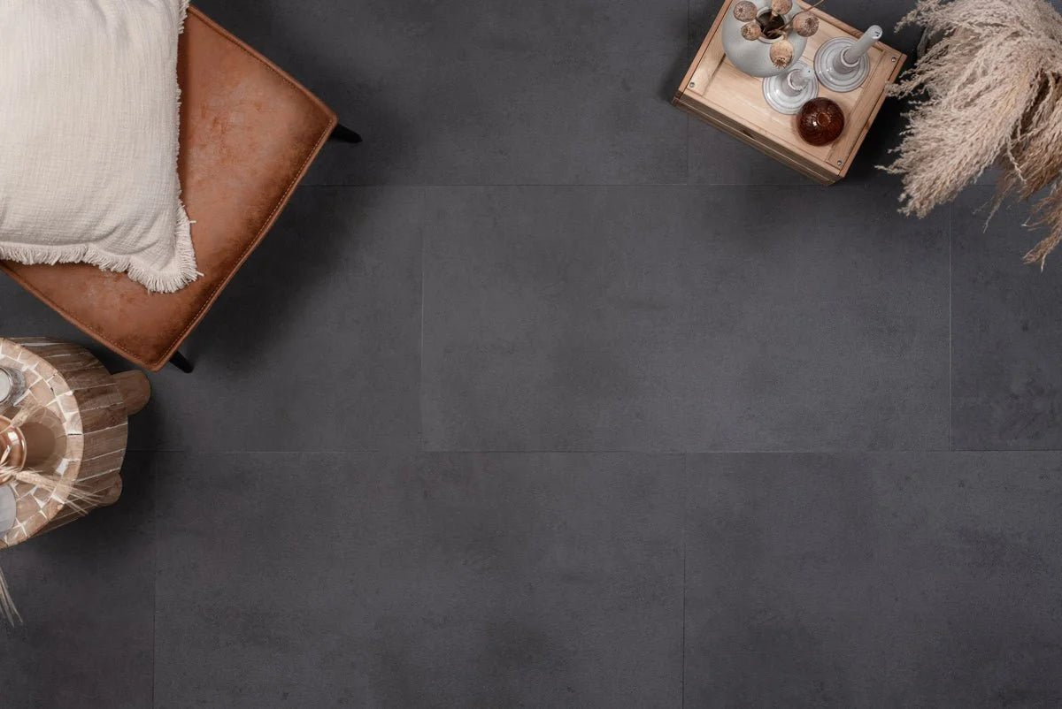 Floer Betonlook Schwarz Klick Vinyl Fliesen FLR-3802 - Solzaleben.de