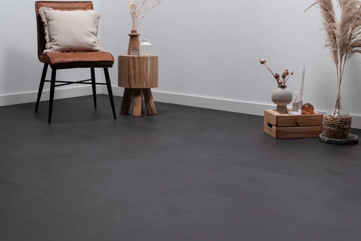 Floer Betonlook Schwarz Klick Vinyl Fliesen FLR-3802 - Solzaleben.de