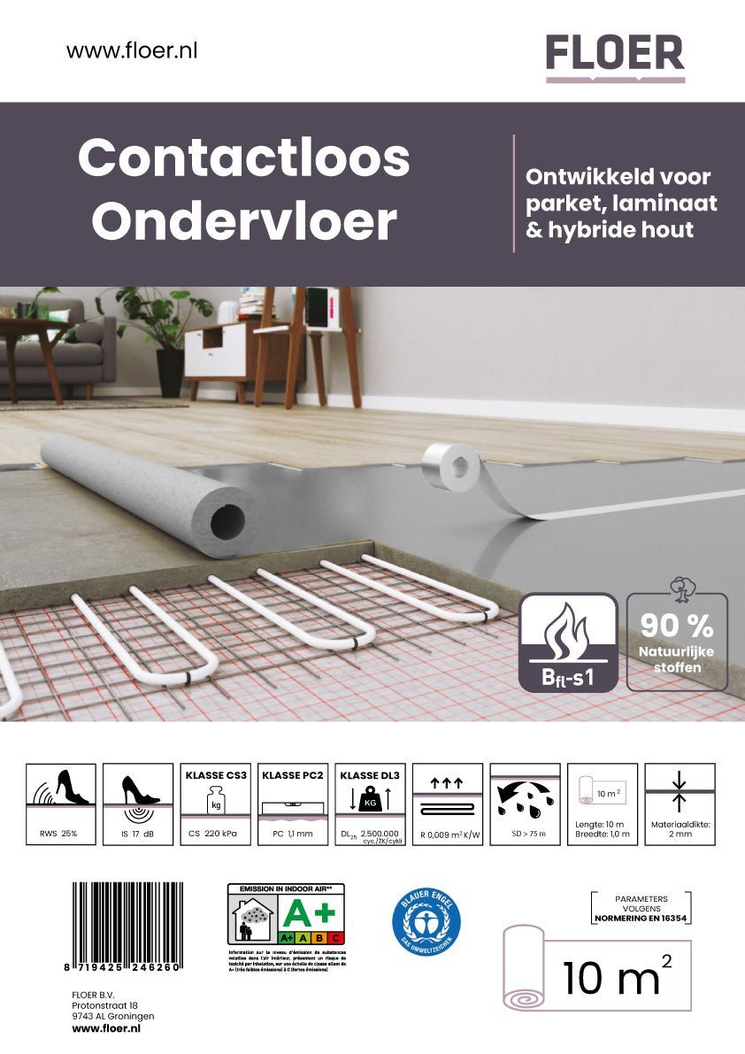 Floer Kontaktloser Unterboden - PU Gummi - Reduziert Trittschall - 10m2 - FLR-9009 - Solzaleben.de
